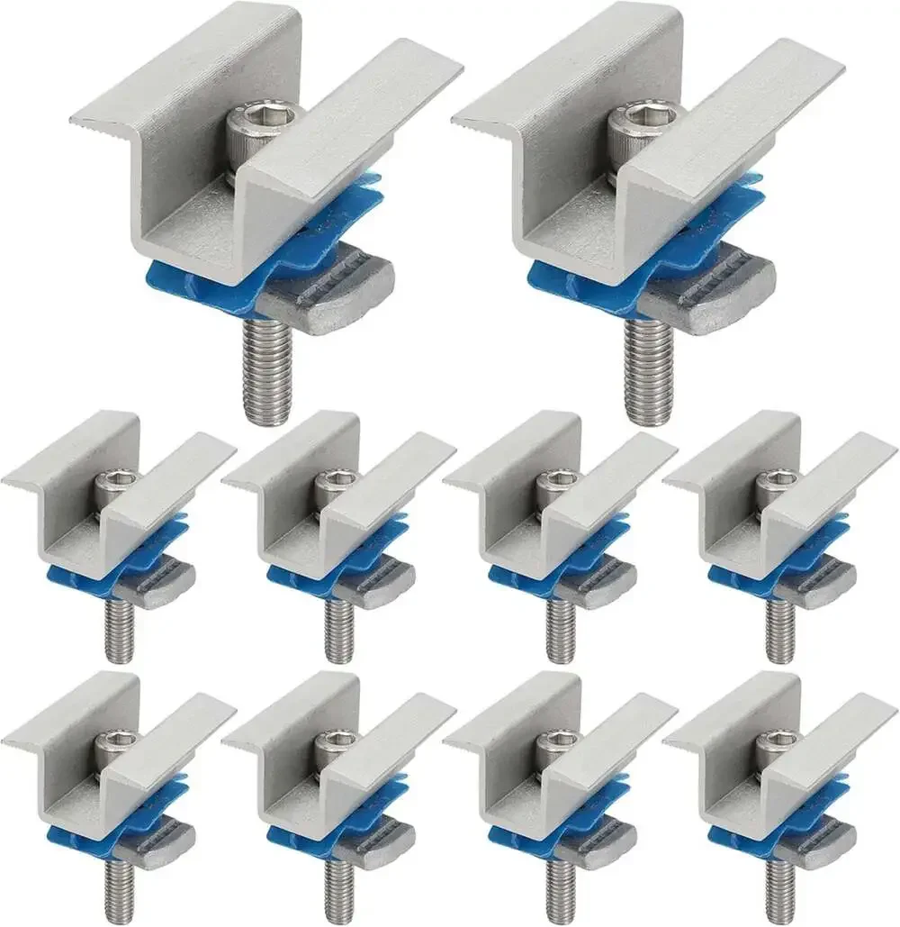 10 Pcs Adjustable Solar Panel Mounting Brackets Aluminum Support Clips for Roof